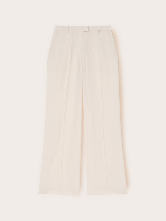Wide-leg lyocell trousers with pressed crease