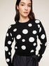 Pullover corto in maglia jacquard fantasia a pois image number 2