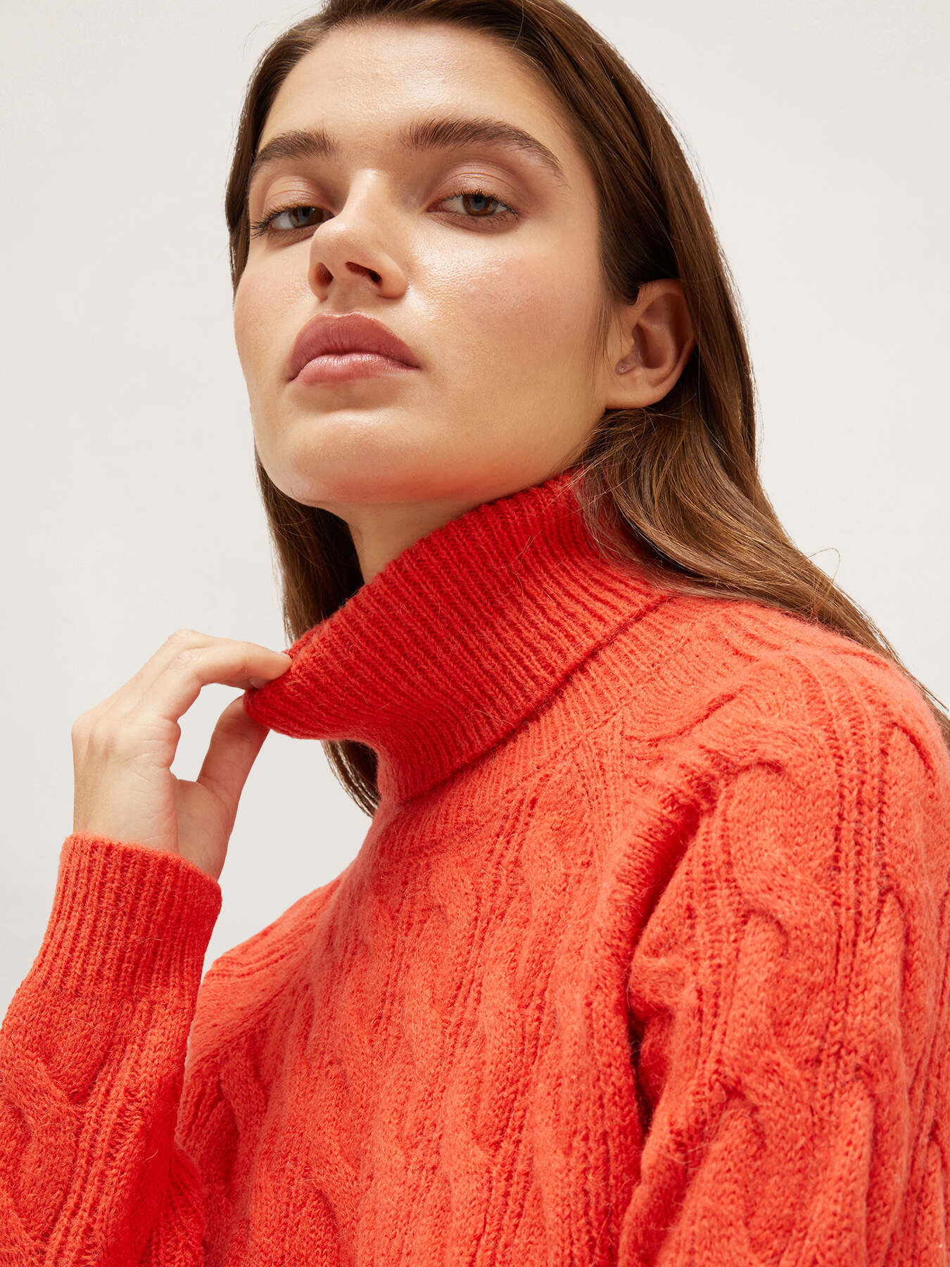 Alpaca blend cable knit turtleneck image number 2