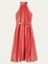 Long pleated satin dress image number 3