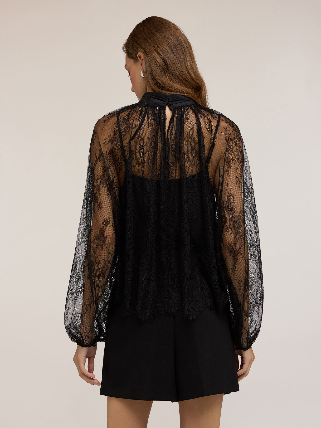 High-neck lace blouse image number 1
