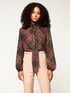 Bluse mit Schleife und Rhombenmuster image number 0