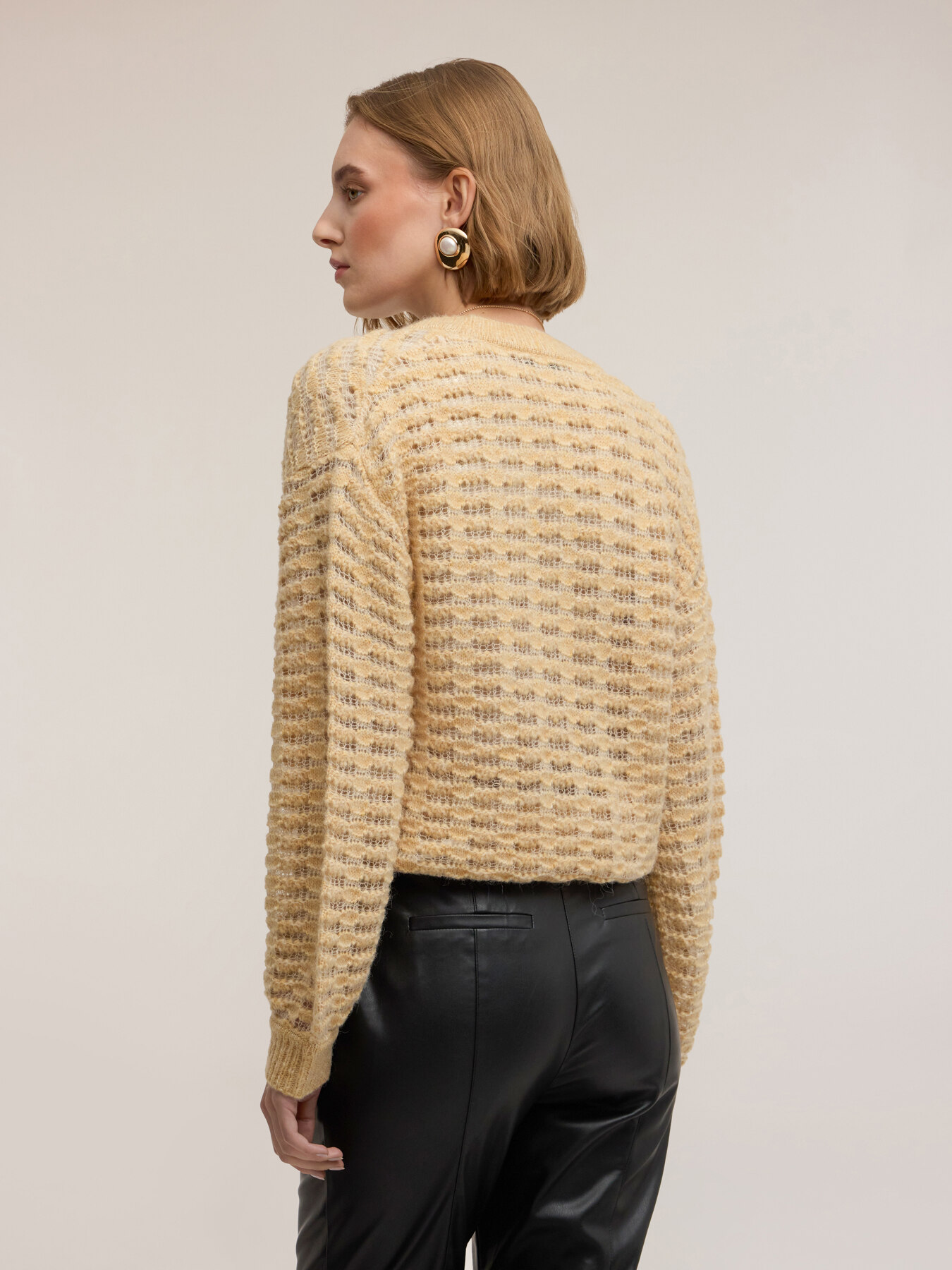 Cardigan ajouré en mélange de laine image number 2