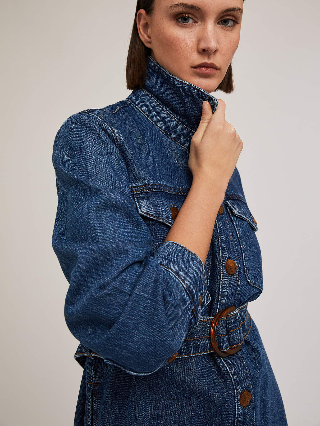 Chaqueta sahariana en denim con mezcla de lyocell image number 0