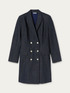 Zweireihiger Mantel aus blauem Rinsed Denim image number 3
