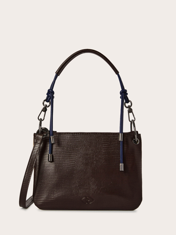 Sac &agrave; main twins en tissu enduit effet python