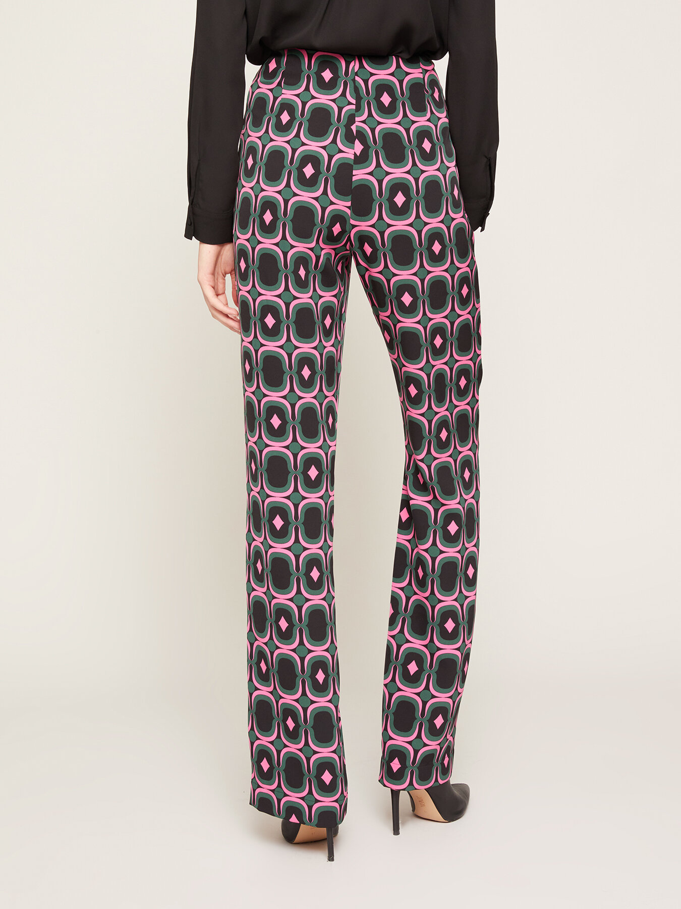 Geometric patterned flared trousers image number 1