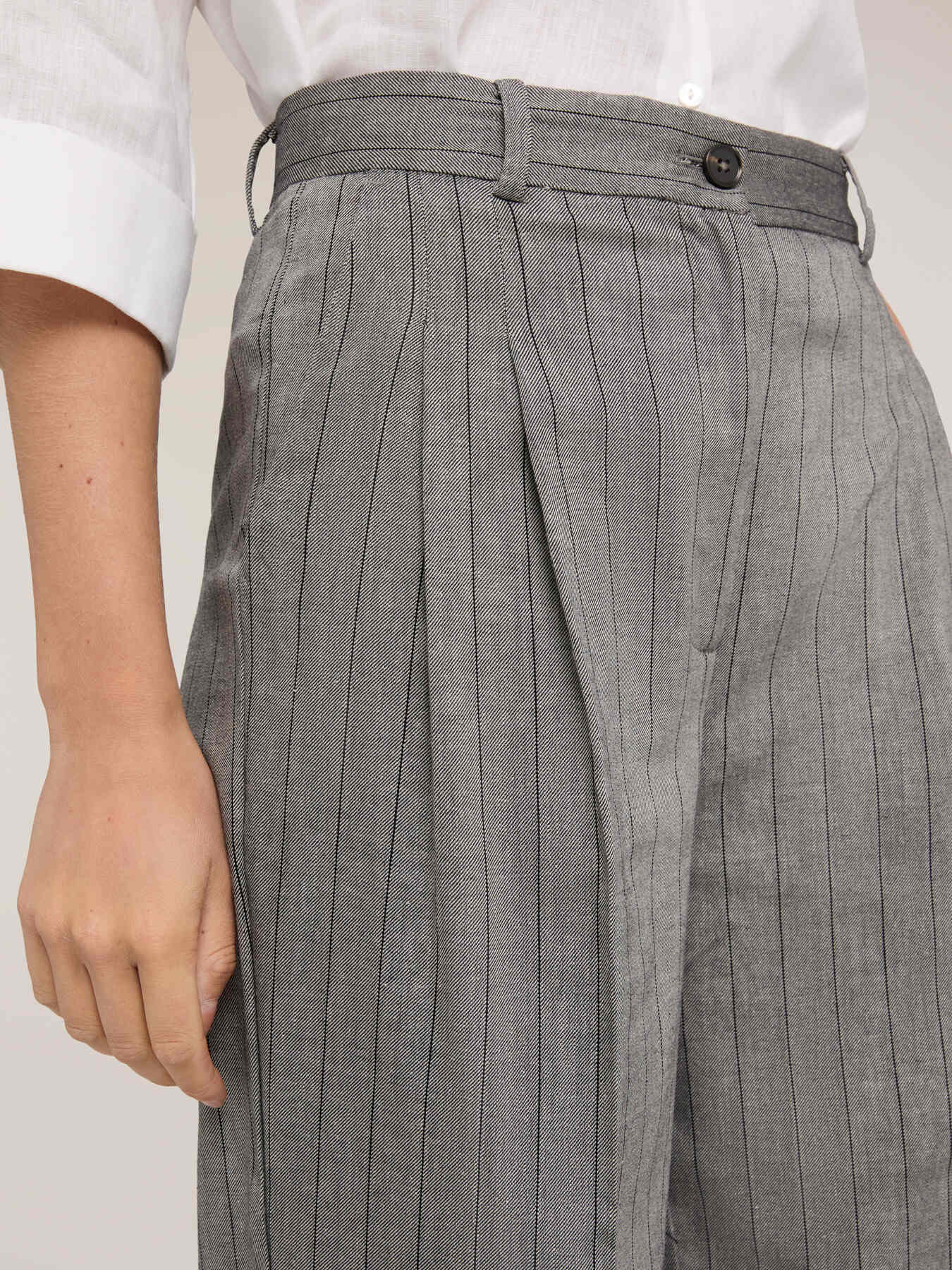Striped linen blend palazzo pants image number 3