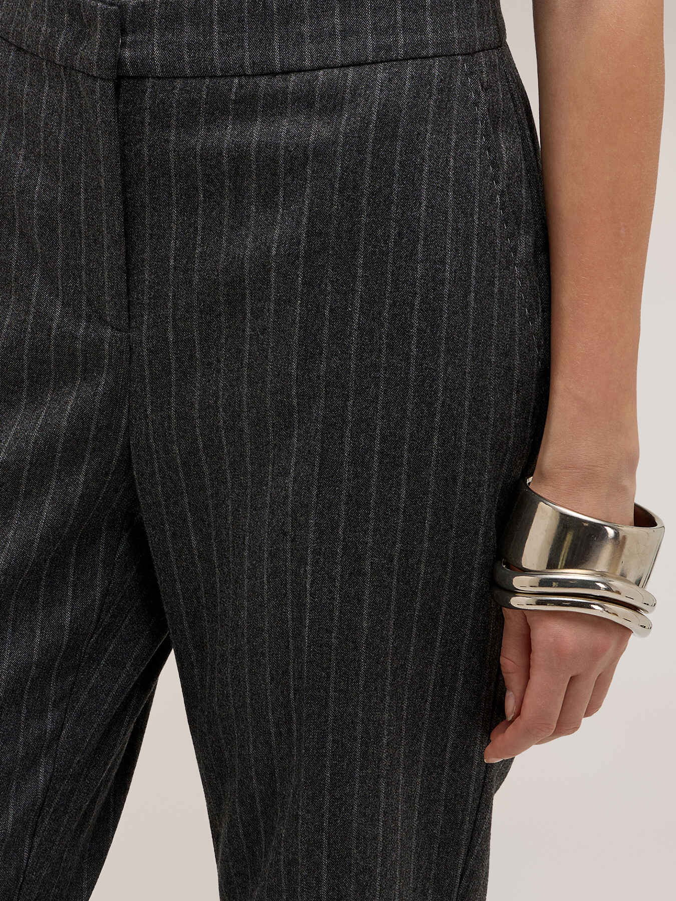 The Tailoring Lab pinstriped flared trousers image number 3