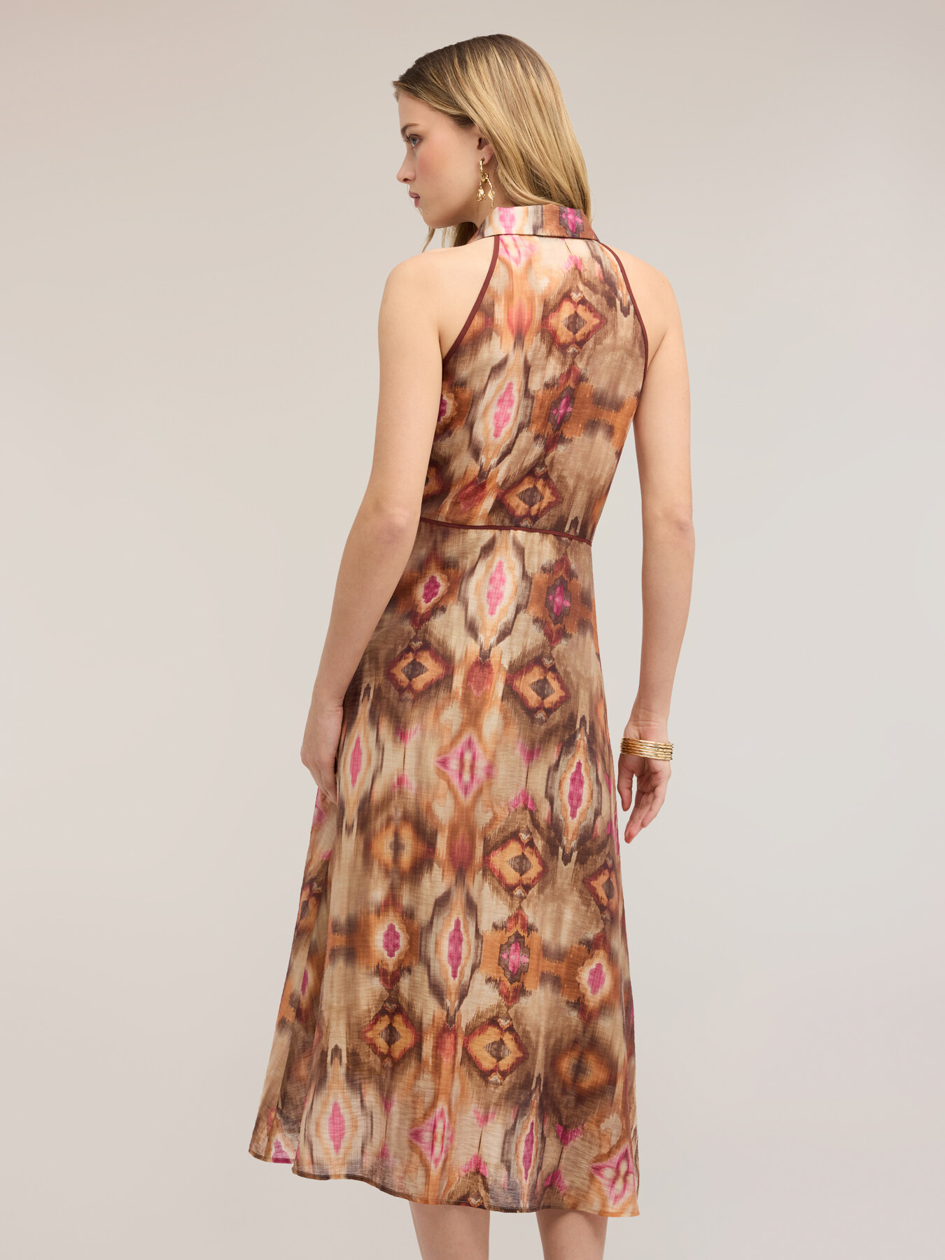 Hemdblusenkleid aus Canvas mit Ikat-Print image number 1