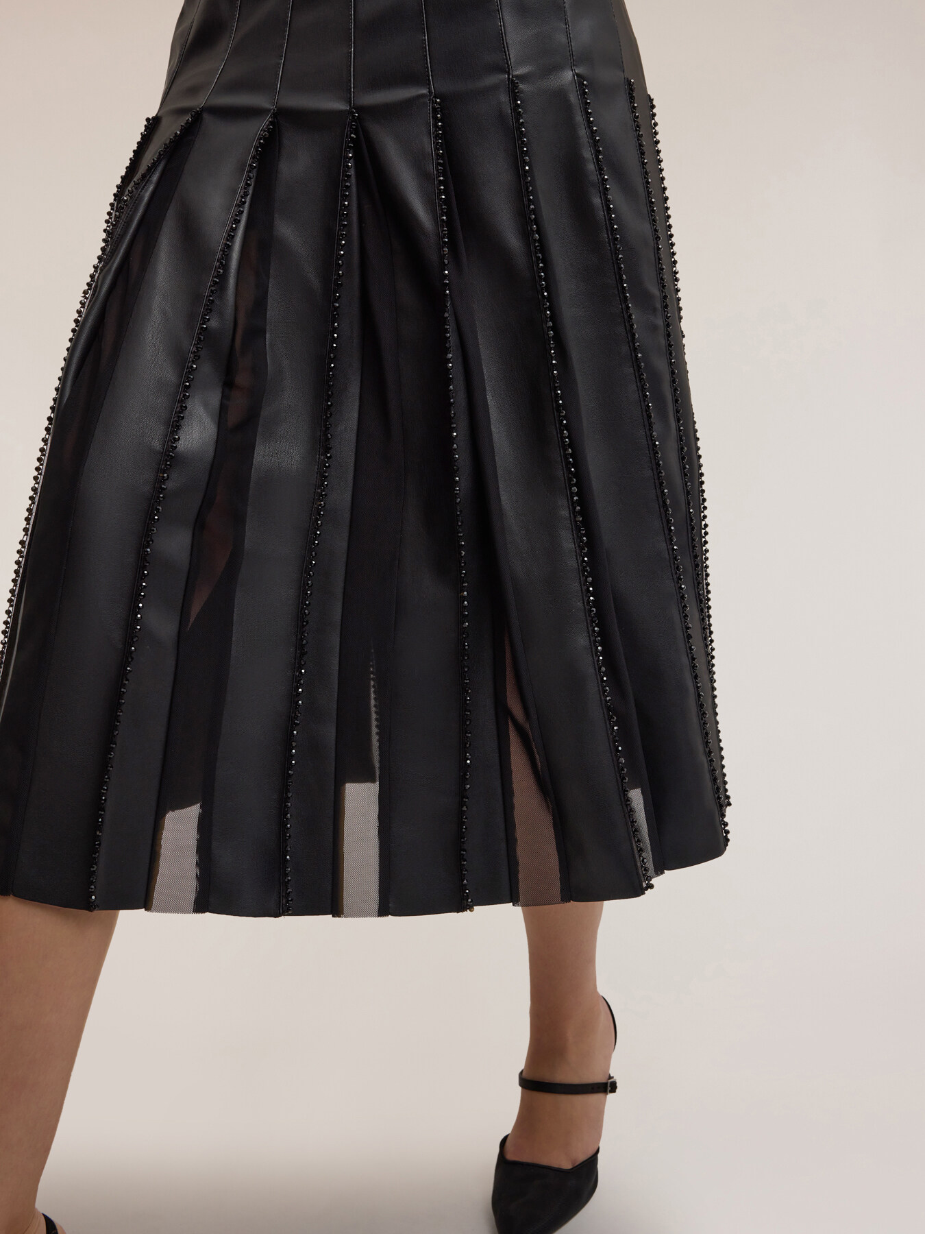 Fustă plisată din țesătură laminată Smart Couture image number 6