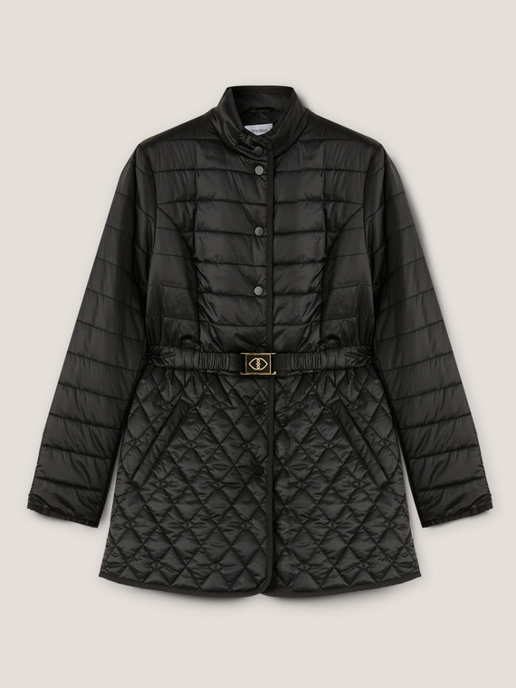 Medium fitted down jacket with diamond pattern