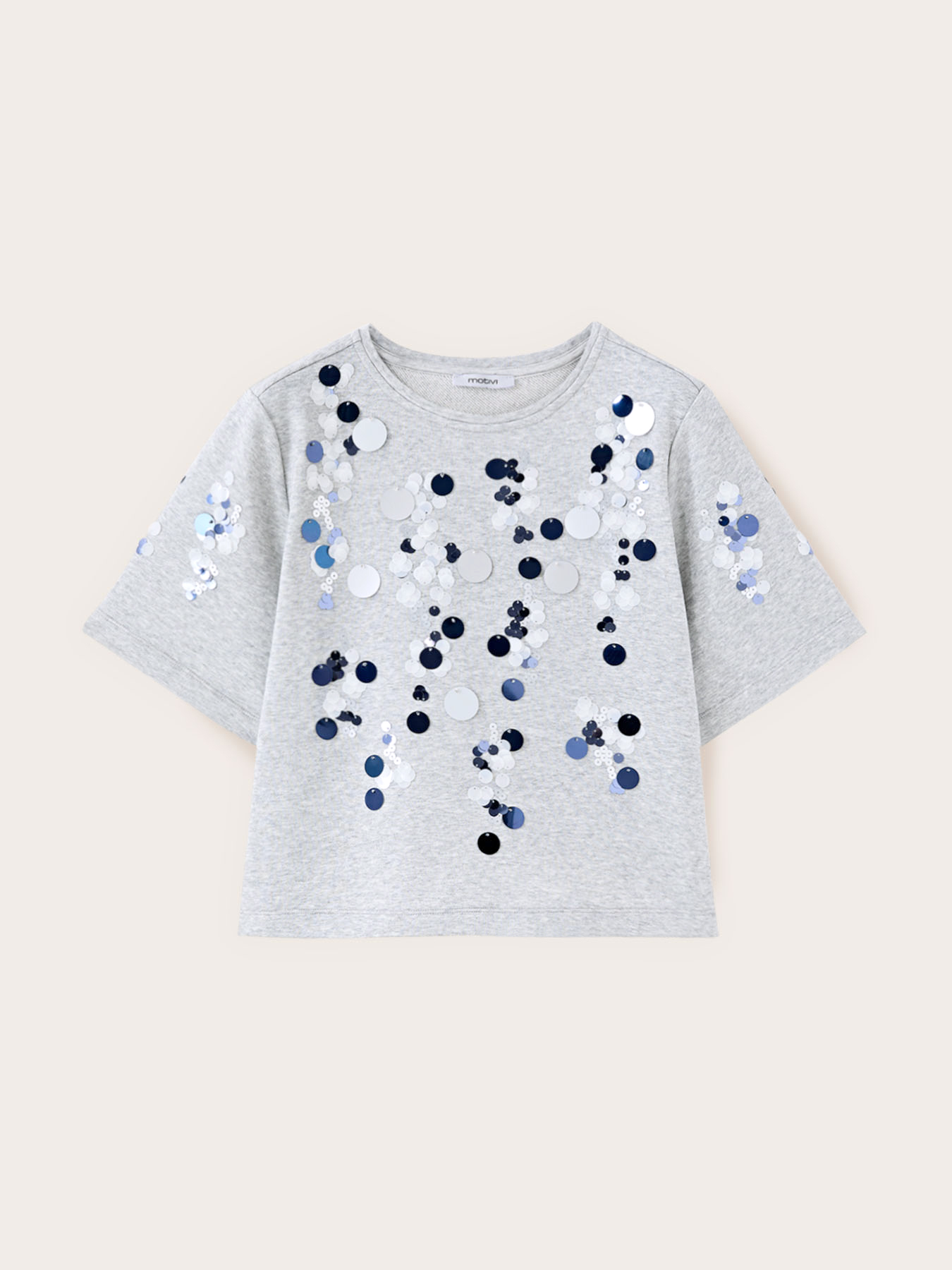 Cropped jersey sweatshirt with maxi sequins image number 4