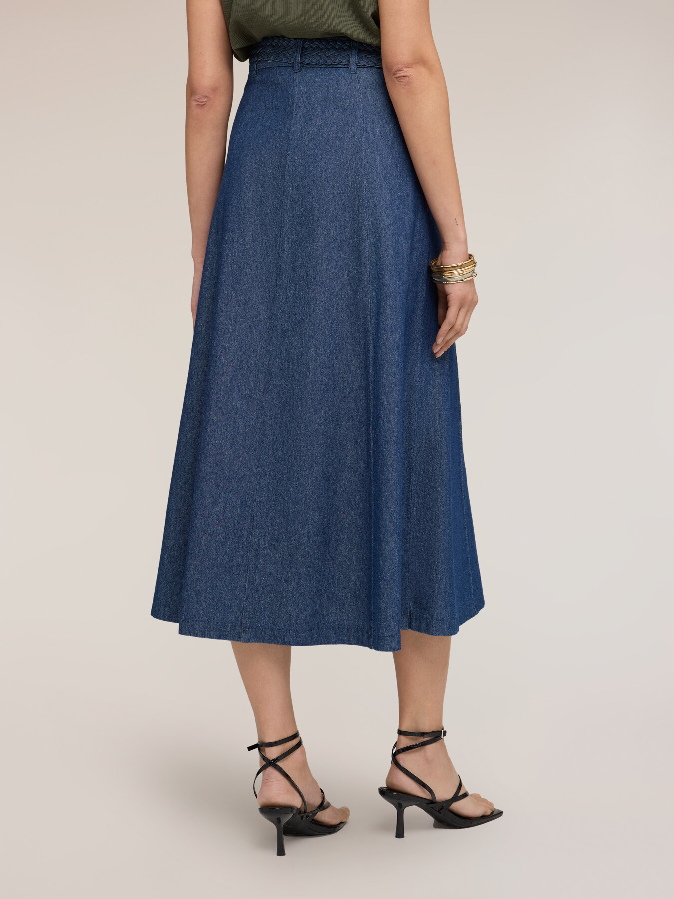 Fustă cu panouri din chambray image number 1