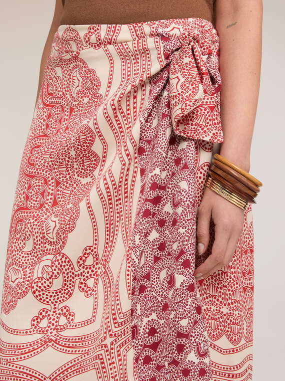 Satin pareo skirt with print