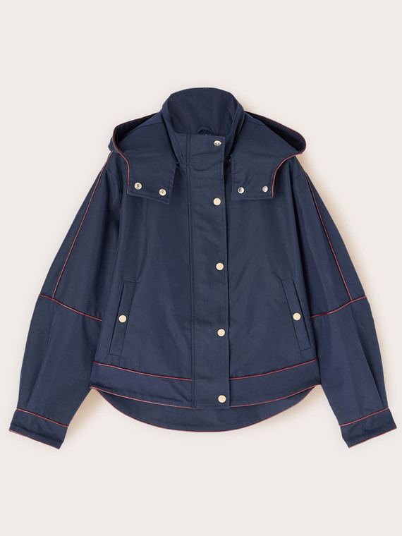 Short parka in technical cotton