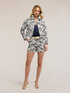 Short taille haute en drill avec broderie florale image number 0