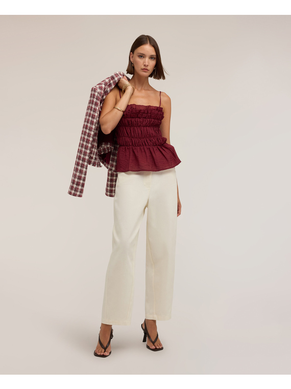 Cropped barrel leg pants in cotton drill