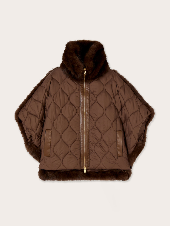 Padded cape with furry texture