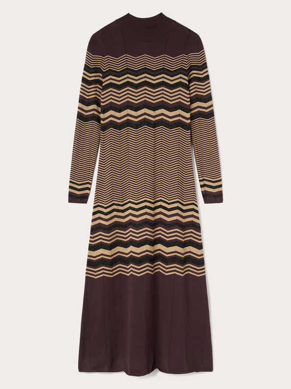 Jacquard-Strickkleid aus Lurex mit Chevron-Muster