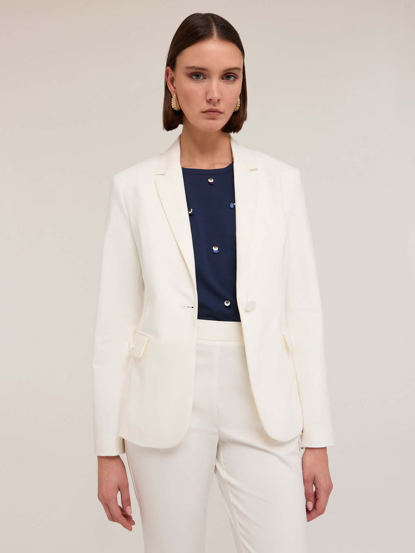 Blazer &agrave; simple boutonnage en coton technique image number 2