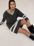 Oversized striped wool blend knit dress image number 0