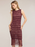 Macram&eacute; knit sheath dress with fringe image number 2