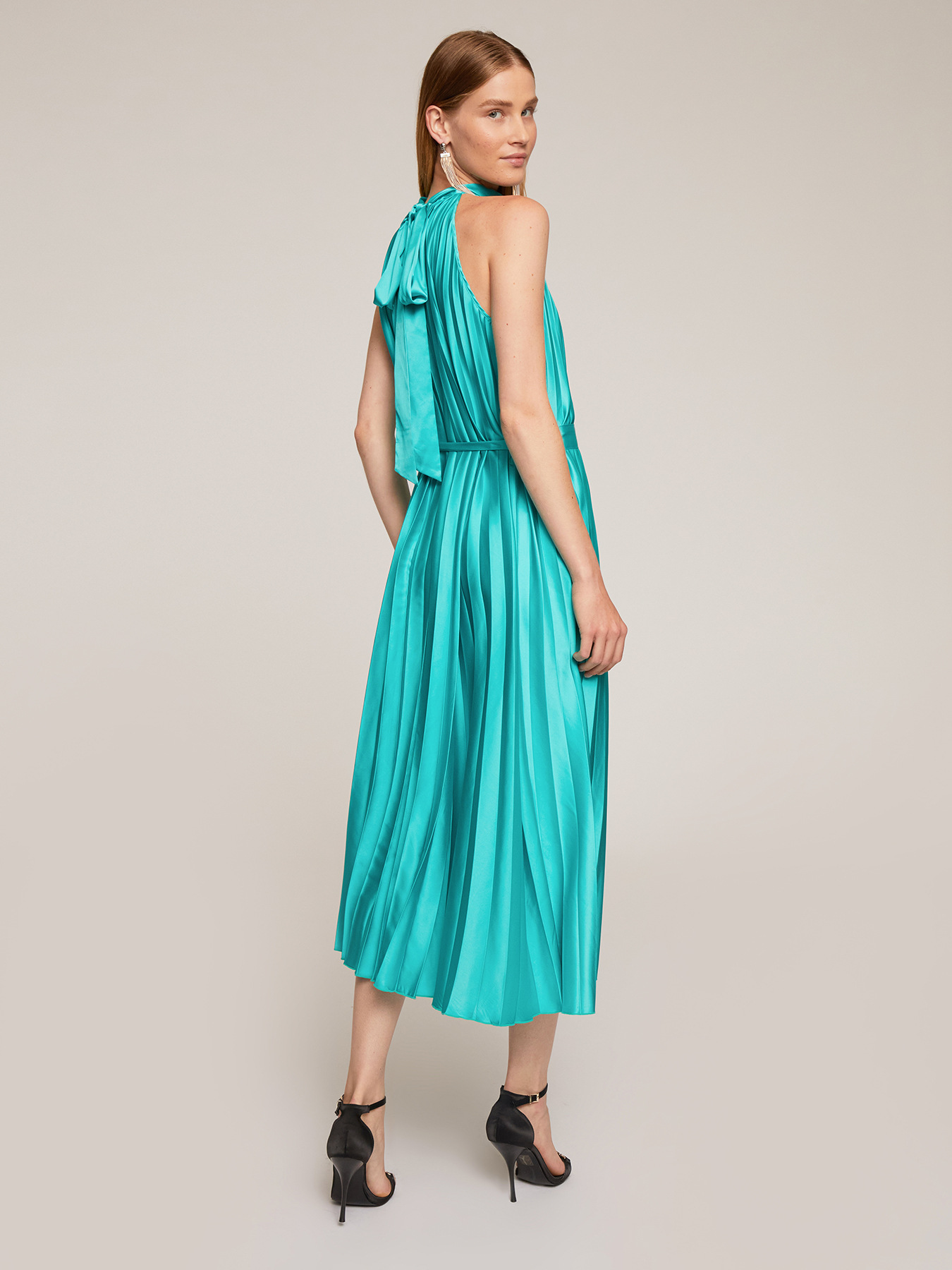 Vestito lungo in raso pliss&egrave; image number 1