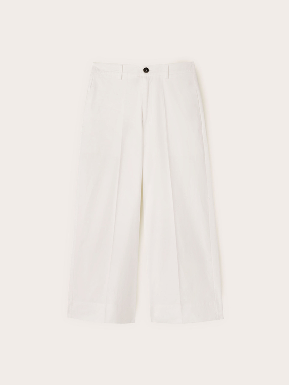 Pantaloni cropped din p&acirc;nză amestec bumbac