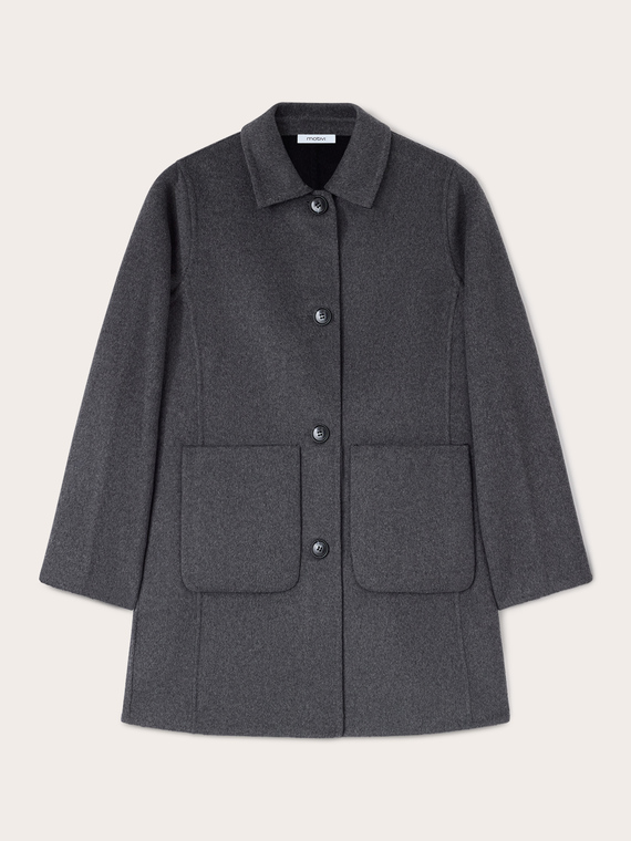 Reversible coat in wool blend fabric
