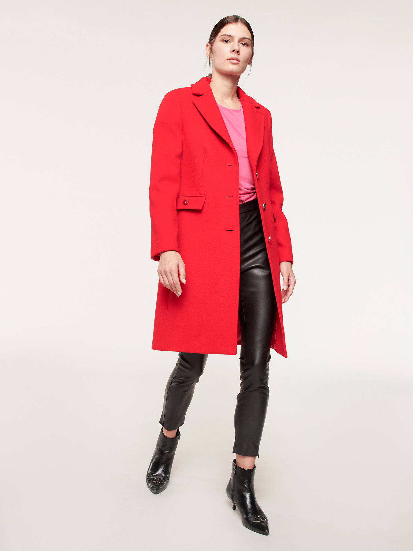 Long solid coloured cloth coat image number 0