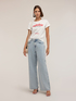 T-shirt with print and rhinestone appliqu&eacute;s image number 2