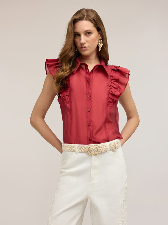 Camicia in mussola con volants