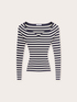 Striped rib knit sweater image number 3