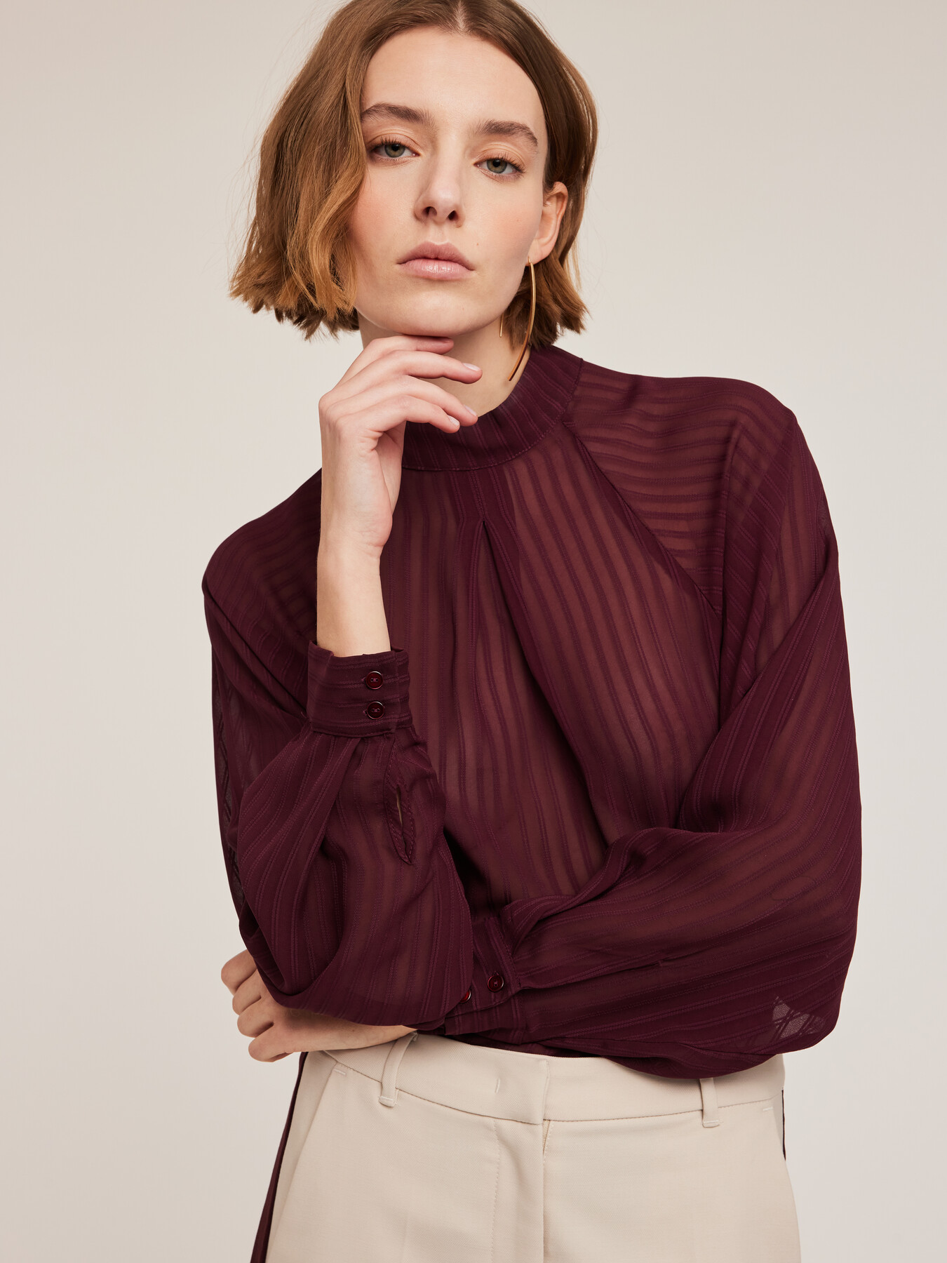 Striped devor&egrave; blouse image number 2