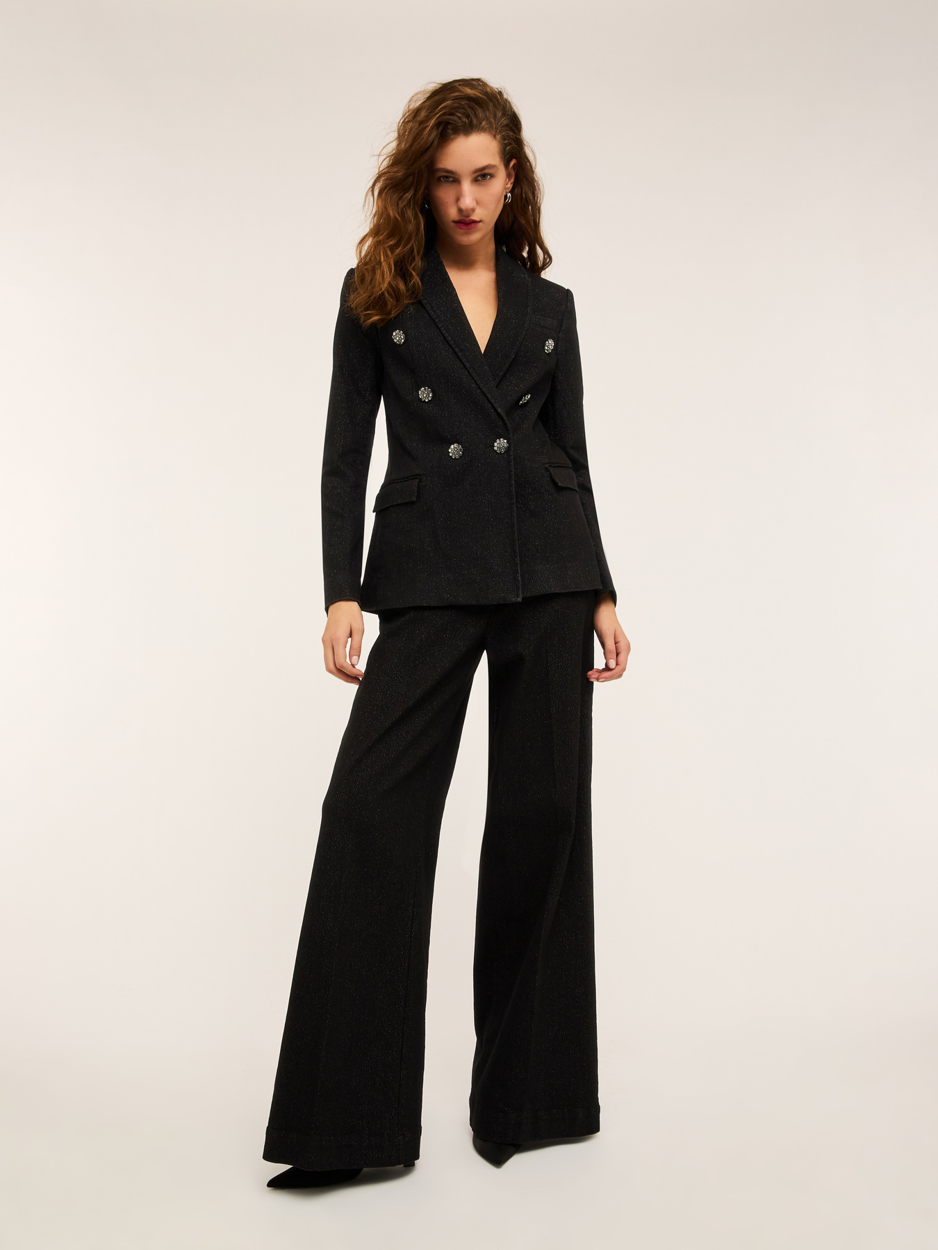 Blazer à double boutonnage en denim lurex image number 2