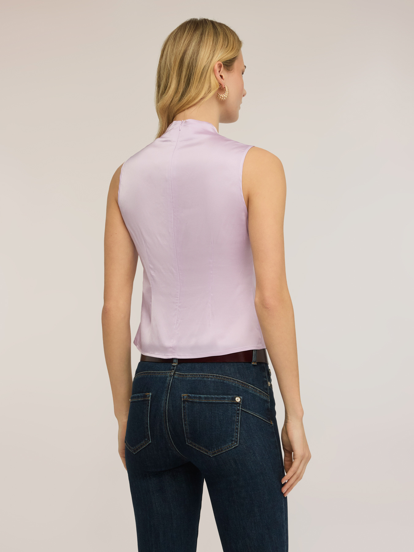 Satin blouse with gathering image number 1