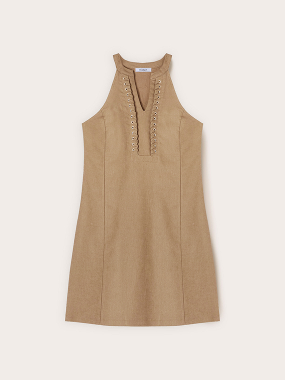 Robe ligne A en m&eacute;lange de lin