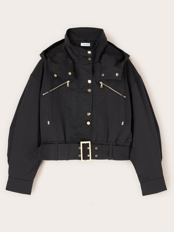 Bomber jacket with nylon belt