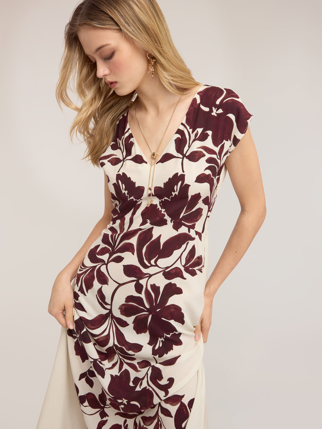 Long viscose dress with print image number 2