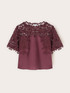 Cotton blouse with macram&eacute; insert image number 4