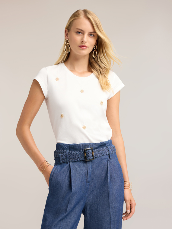 Cotton t-shirt with charms