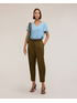 Pantaloni cropped in popeline con pinces image number 0
