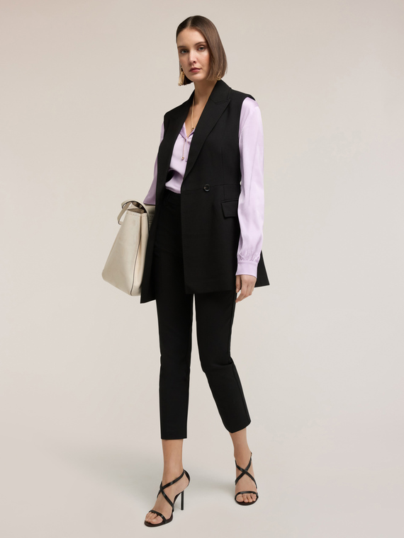 Pantaloni regular misto cotone viscosa