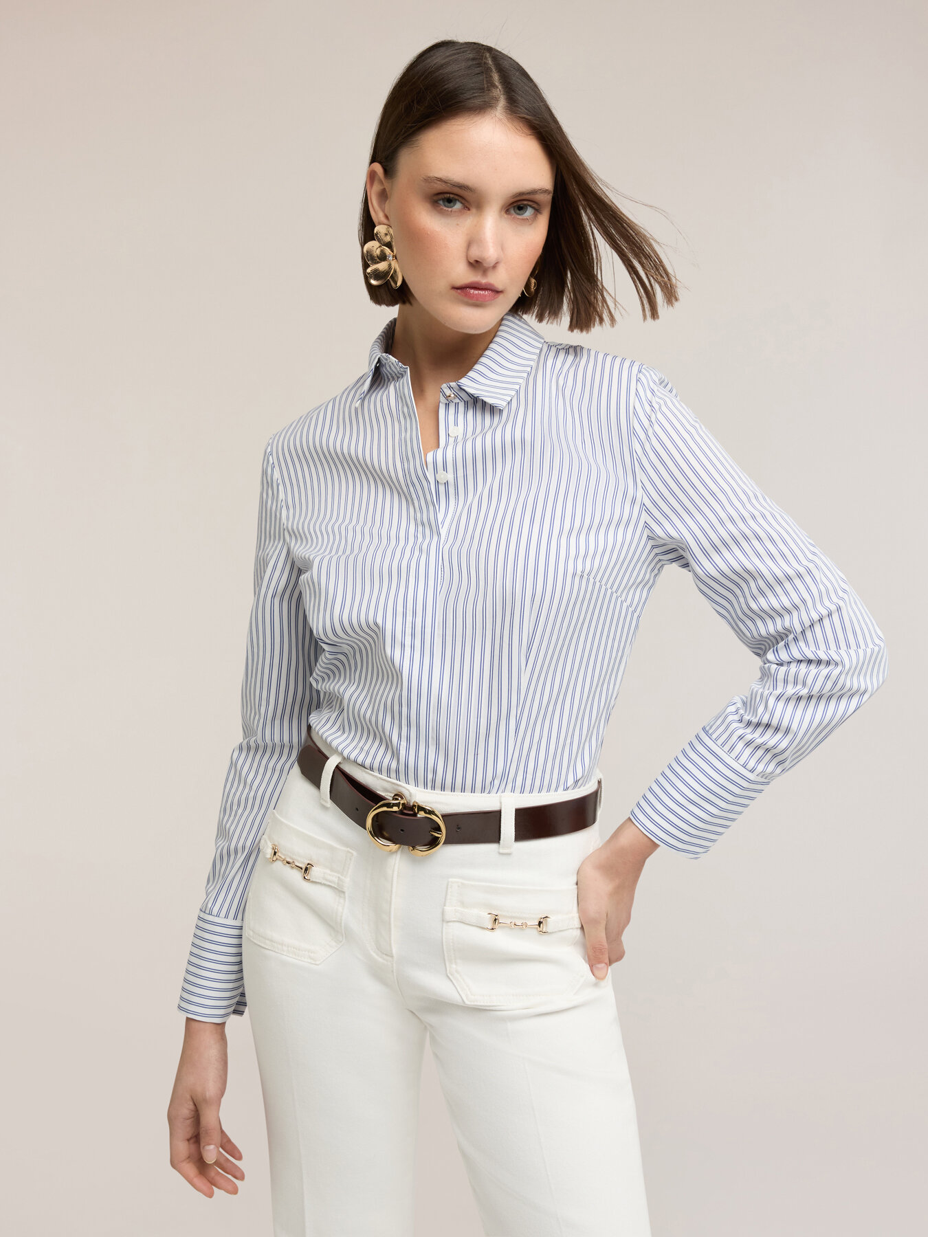 Chemise en popeline ray&eacute;e image number 0
