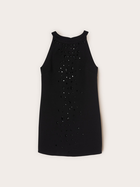 Milano stitch sheath dress with appliqu&eacute;s