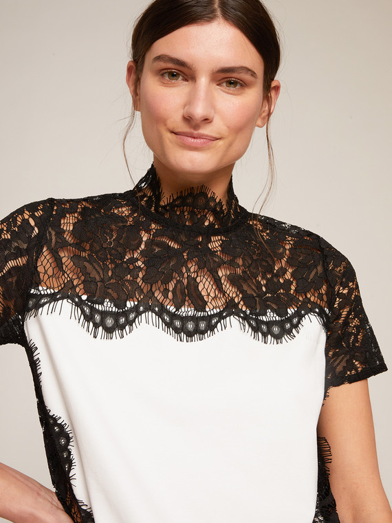 Motivi T-shirt inserti in pizzo Donna