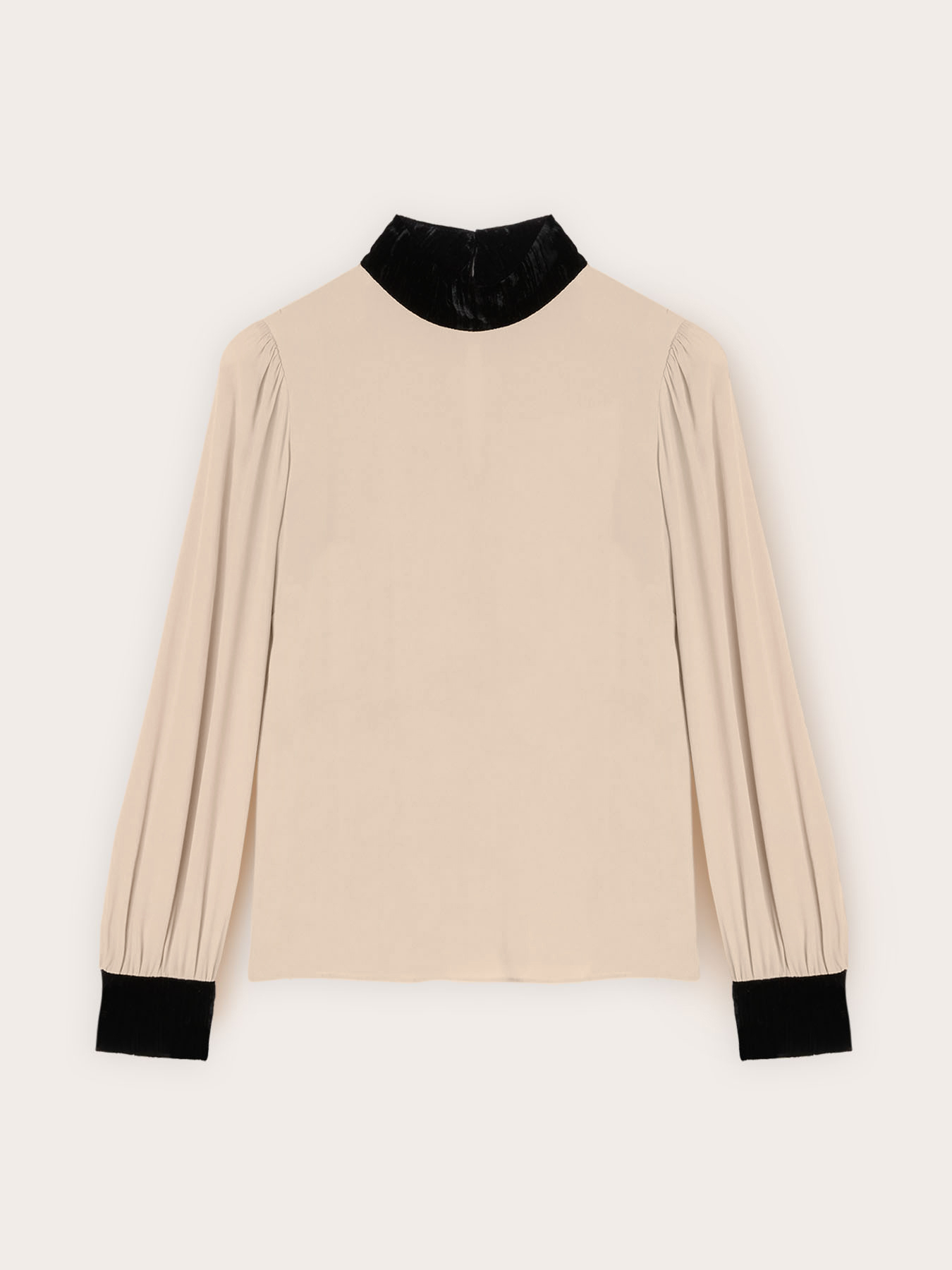 Crêpe blouse with velvet details image number 4