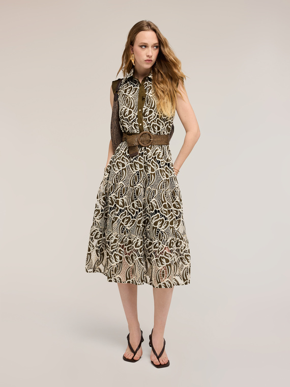 Vestido camisero en sangallo