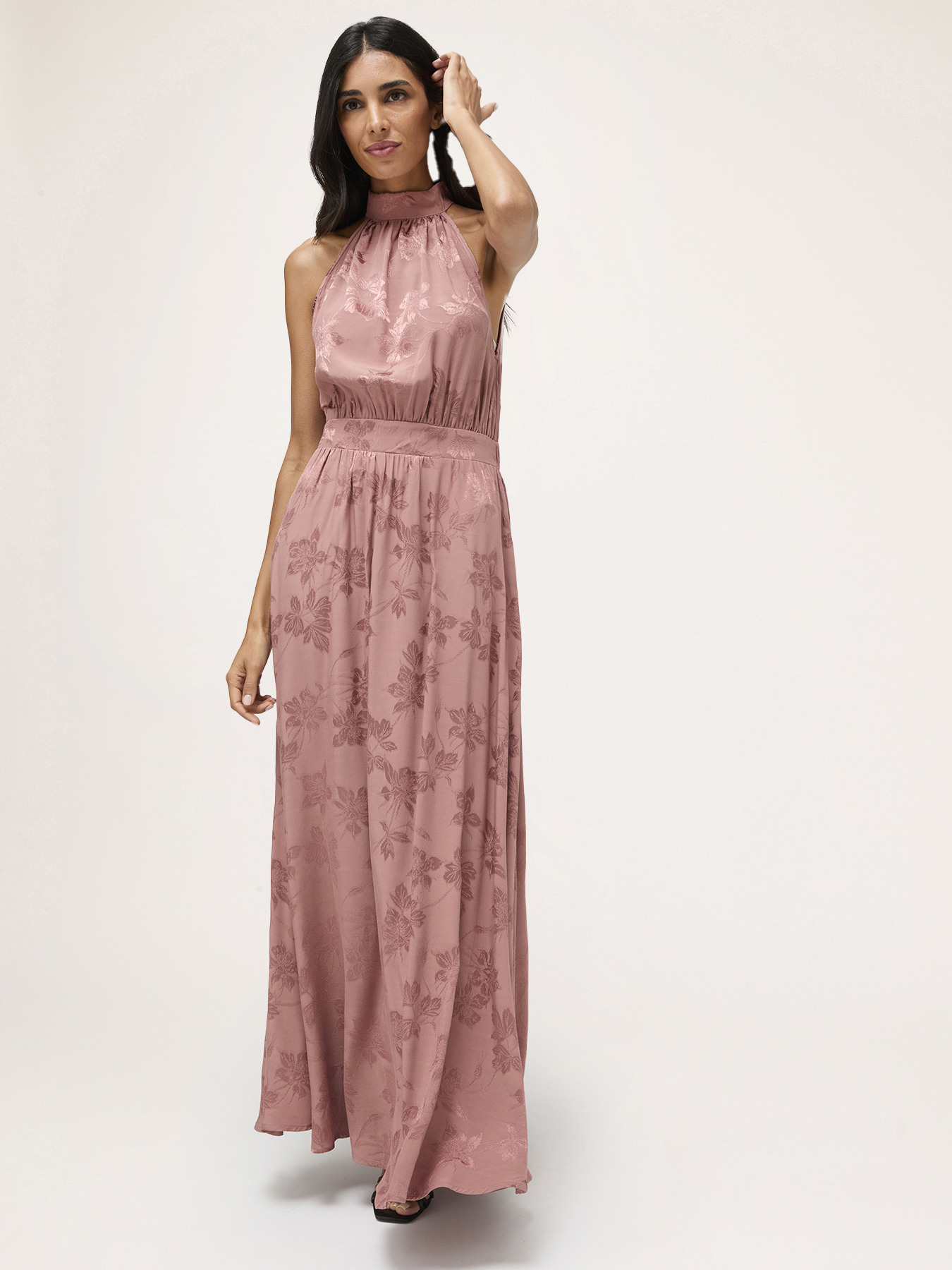 Rochie lungă &icirc;n stil american din satin jacquard image number 3